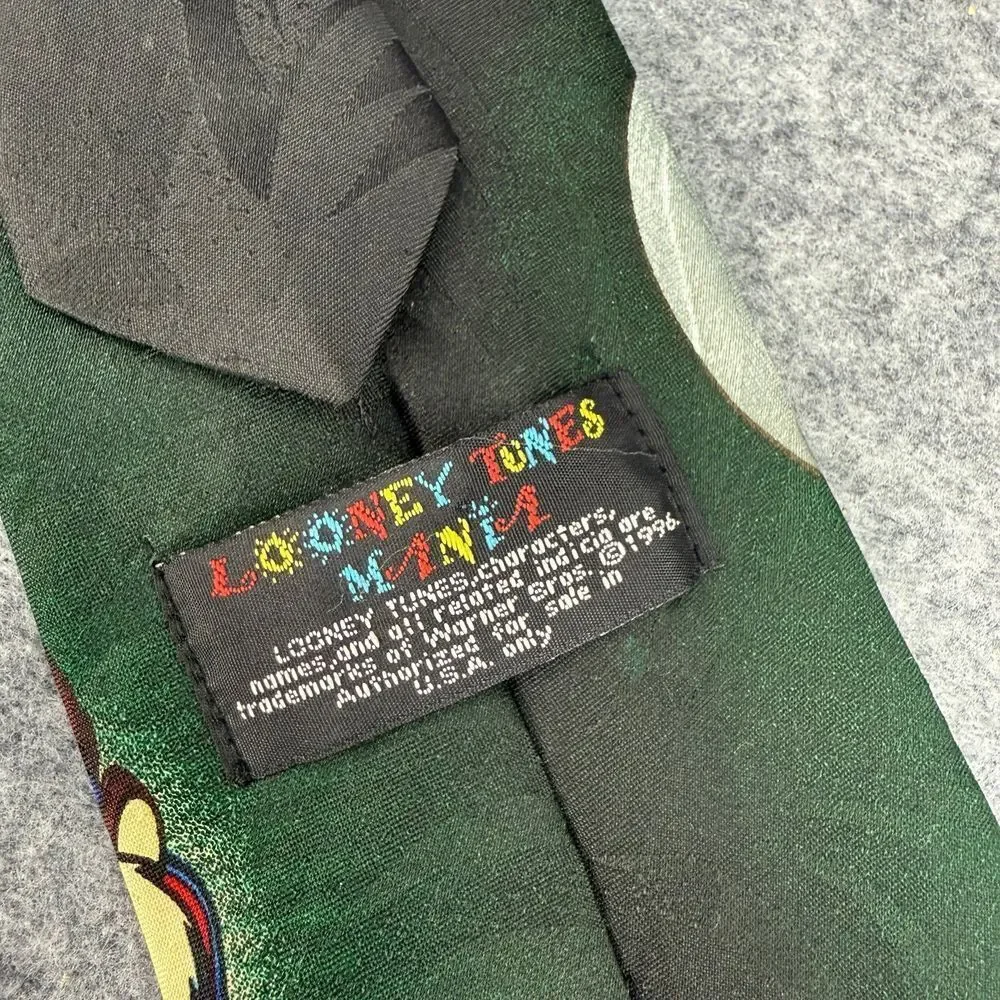 Vintage Looney Tunes Mania Mens Neck Tie Taz Tasmanian‎ Devil 1996 Dressy Work